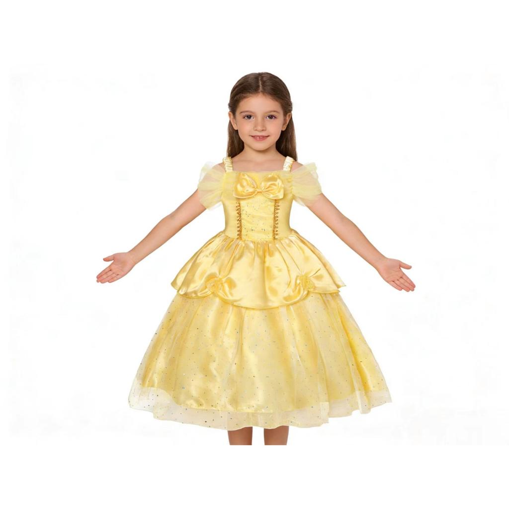 Belle Rochie Fantasy Girls Dress Yellow 5-6 Years 120cm Princess Costume Party Outfit