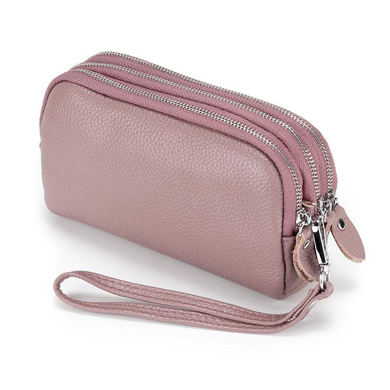 Очень большой женский клатч из коровьей кожи: Трехслойный кошелек-браслет на молнии и кожаный кошелек для телефона из натуральной кожи.