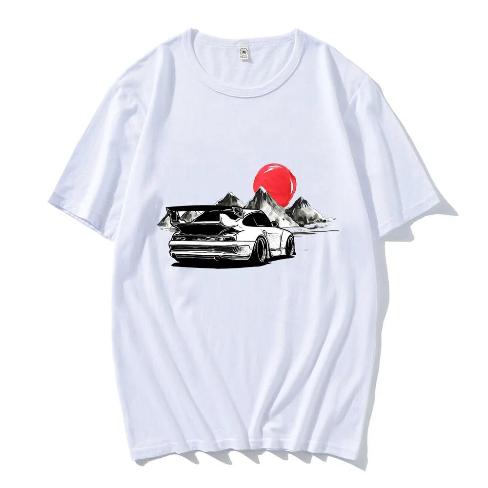 JDM Racing Car Printing T-shirt Casual Cotton High Quality Tee-shirt Summer Spring Harajuku Streetwear Graphic Printing Clothing