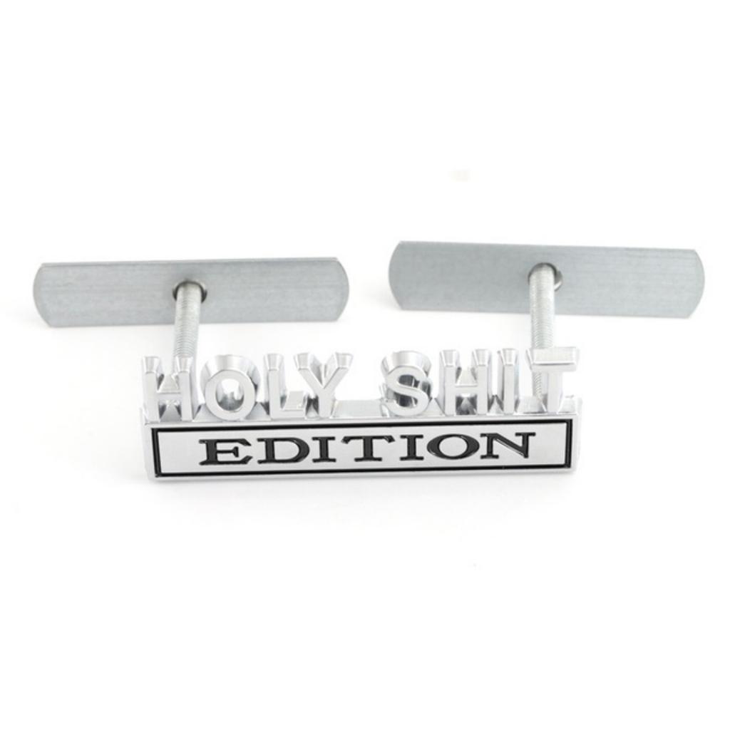 1Pc 3D Metal Holy Shit Edition Logo Car Front Grille Badge Side Fender Rear Trunk Emblem Sticker Decal