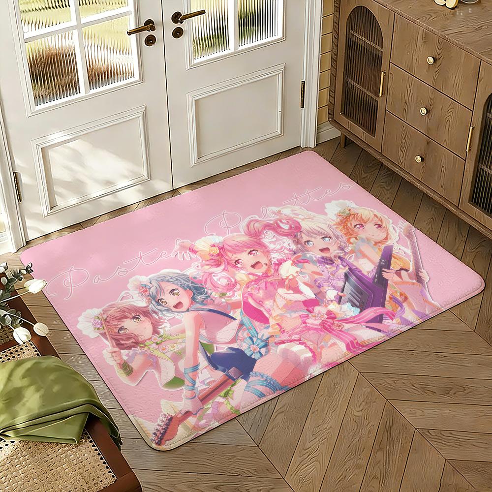 BanG Dream! Girls Band Party Floor Mat Soft Thickened Absorbent Non-Slip Bedroom Living Room Door Mat Home Decor Flannel Rugs