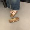 Французские туфли-лодочки Женские Весна 2025 Новые Удобный блочный каблук Маленькие кожаные туфли Слипоны Для беременных Мэри Джейн Женская обувь