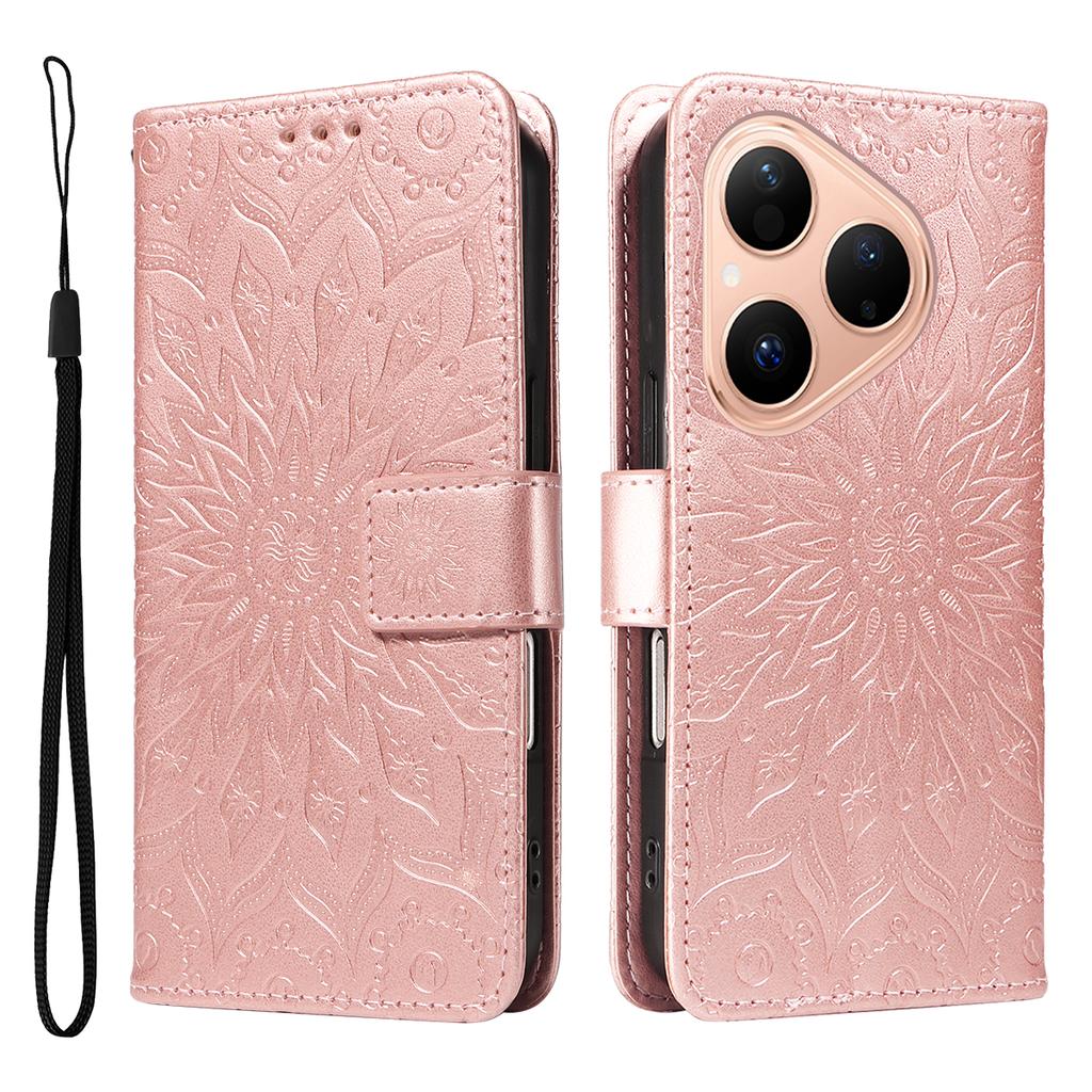 For Huawei Pura 80 Leather Wallet Case Sunflower Imprinted Phone Cover