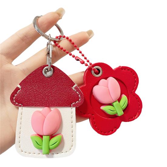 2 шт. Элегантный держатель для ключей в форме тюльпана из искусственной кожи, брелок в форме дома