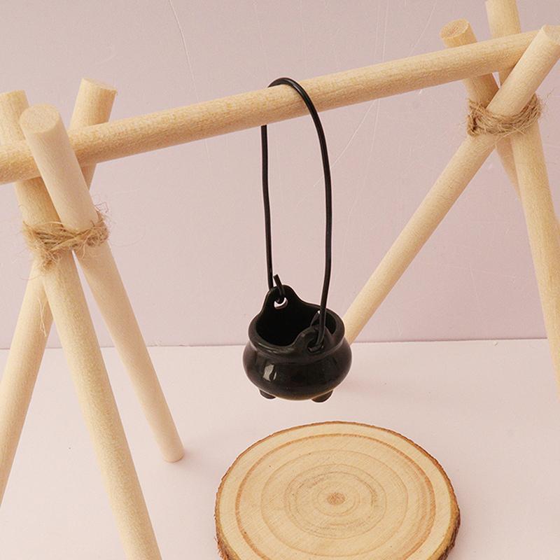 2 шт. Хэллоуин Пластиковый Портативный Котел Тигель Банка Модель Кукольный Домик Хэллоуин Лесной Лагерь Сцена Аксессуары Реквизит Игрушка