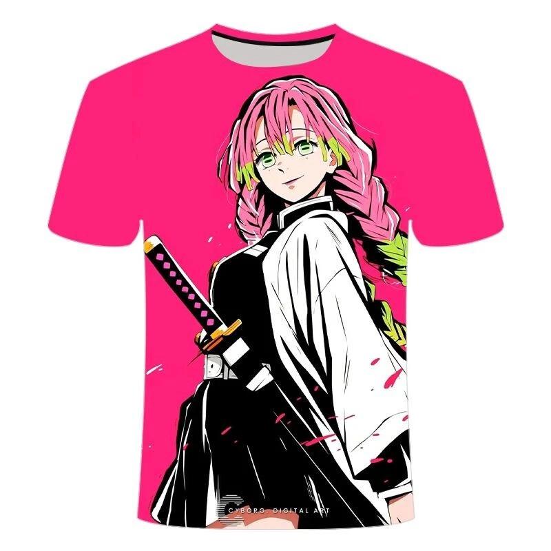 Demon Slayer Kanroji Mitsuri Anime Manga T-Shirt Tee Sports Short Sleeve Polyester