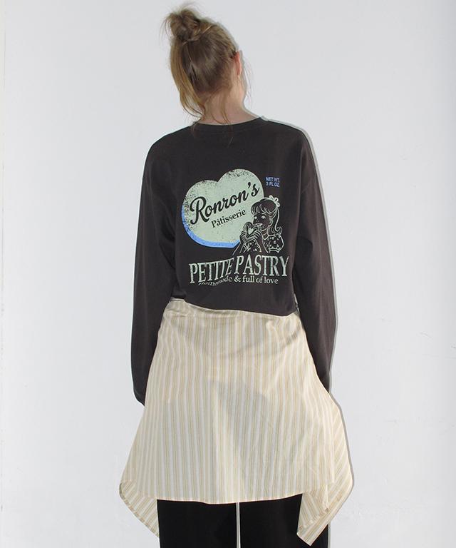 RONRON Heart Pastry Over Fit Long Sleeve Charcoal