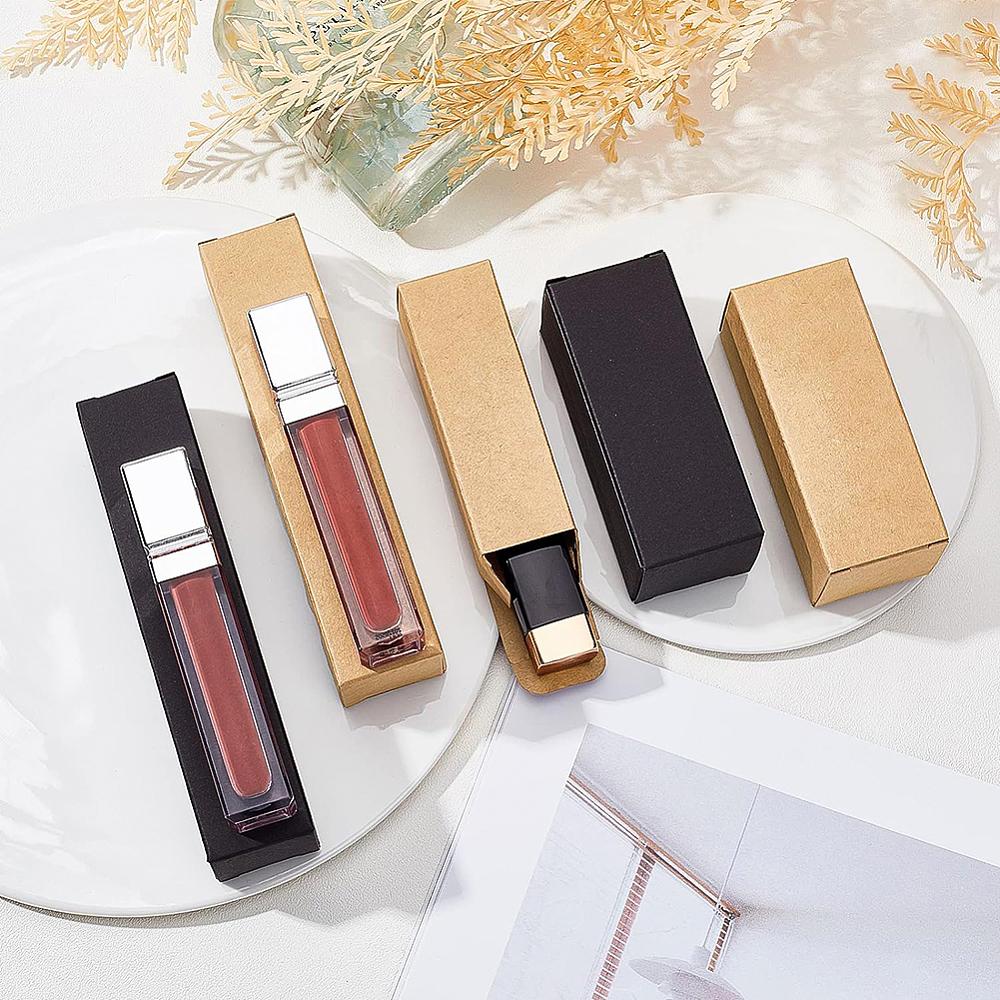 45pcs Paper Cardboard Boxes Essential Oil Packing Box Gift Box Rectangle Sandy Brown 9.1x3.7x3.6cm Unfold: 18.6x7.2x0.1cm