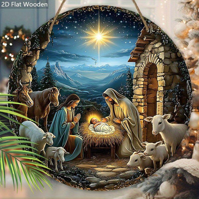 Holy Night Nativity Scene Pendant, Decoration of Home Walls or Doors, 2d Flat Wooden, Christmas Decoration, Gifts for Friends and Family