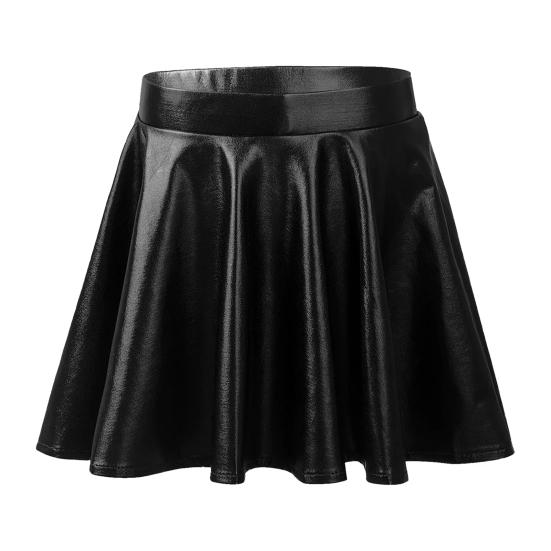 Женская юбка-солнце с высокой талией, блестящая металлическая лакированная искусственная кожа, праздничная юбка, утягивающая универсальная мини-юбка