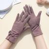 Full Finger Suede Velvet  Gloves Solid Color Winter Mittens  Gloves  Outdooor