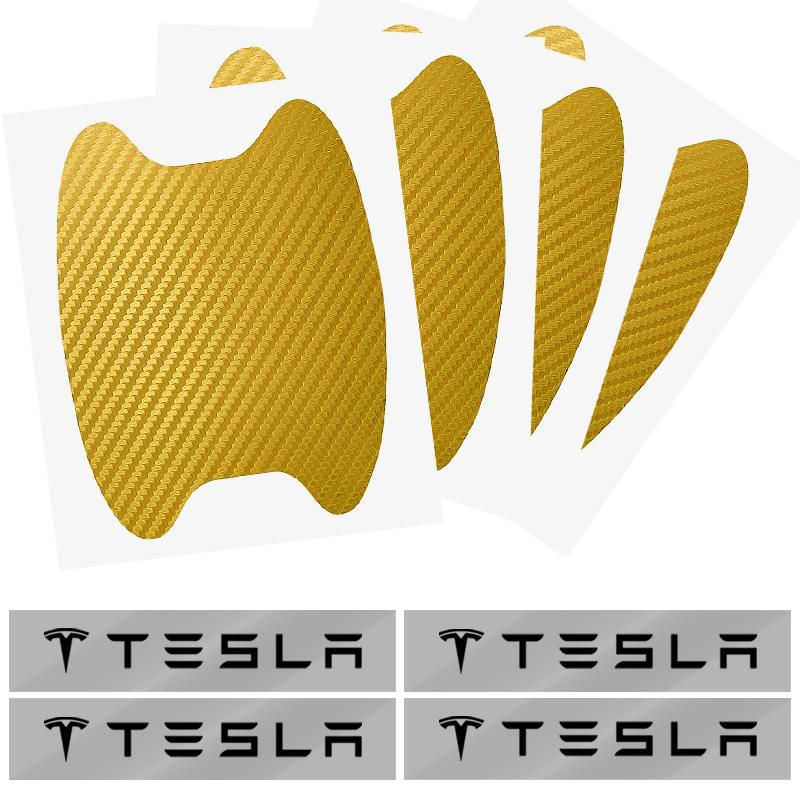 bfxhr7 8Pcs Car Door Bowl Handle Protector Stickers Anti-scratch Film for Tesla Juguete Coil 4 Model 3 2022 Y X S Cc3 Car Accessories