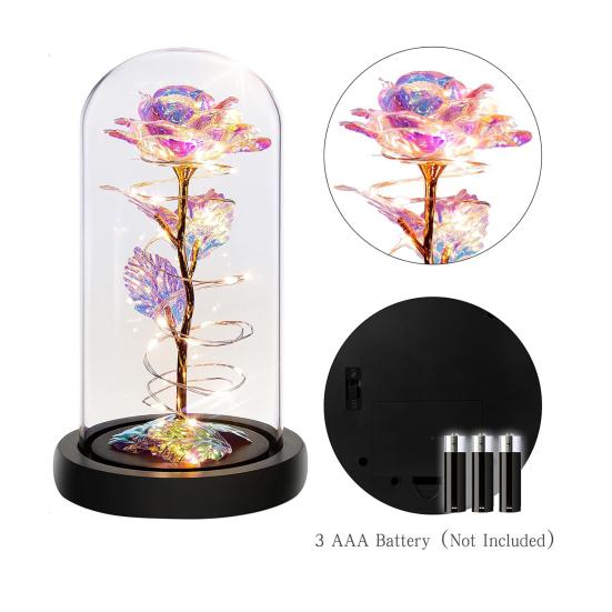 Вечная роза в куполе со светодиодной подсветкой Романтическая светящаяся искусственная роза Подарок для жены, девушки, бабушки на годовщину, день рождения, День святого Валентина, праздник