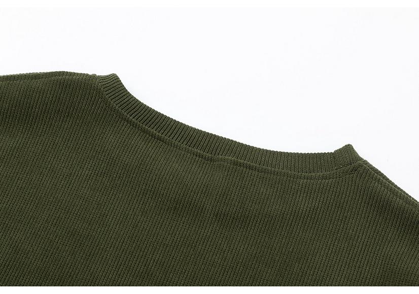 Women's Autumn/Winter Corduroy Round Neck Sweatshirt - Casual Long Sleeve Fashion Pullover