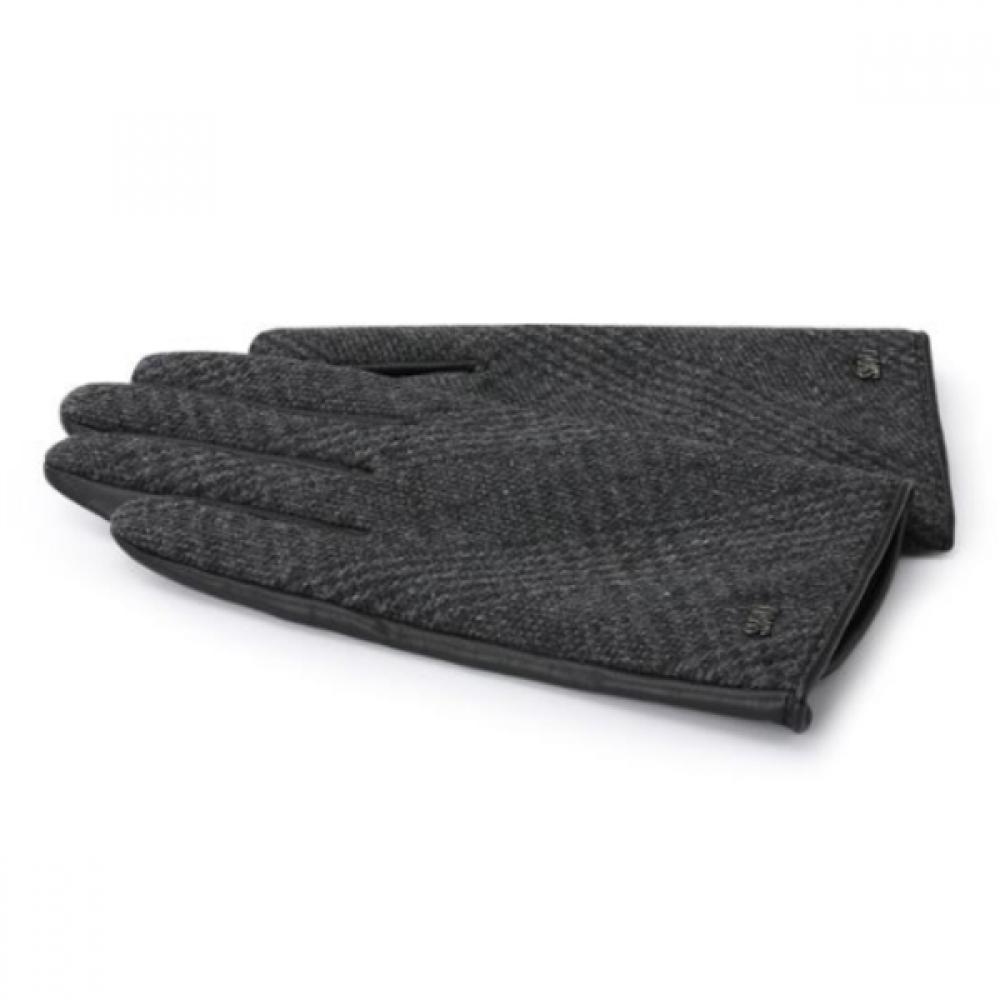 DakS Men S Gray Check Color Block Leather gloveS Dcgv7f150g2