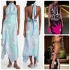 Womens Abstract Print Halter Top Skirt Set Casual Outfit