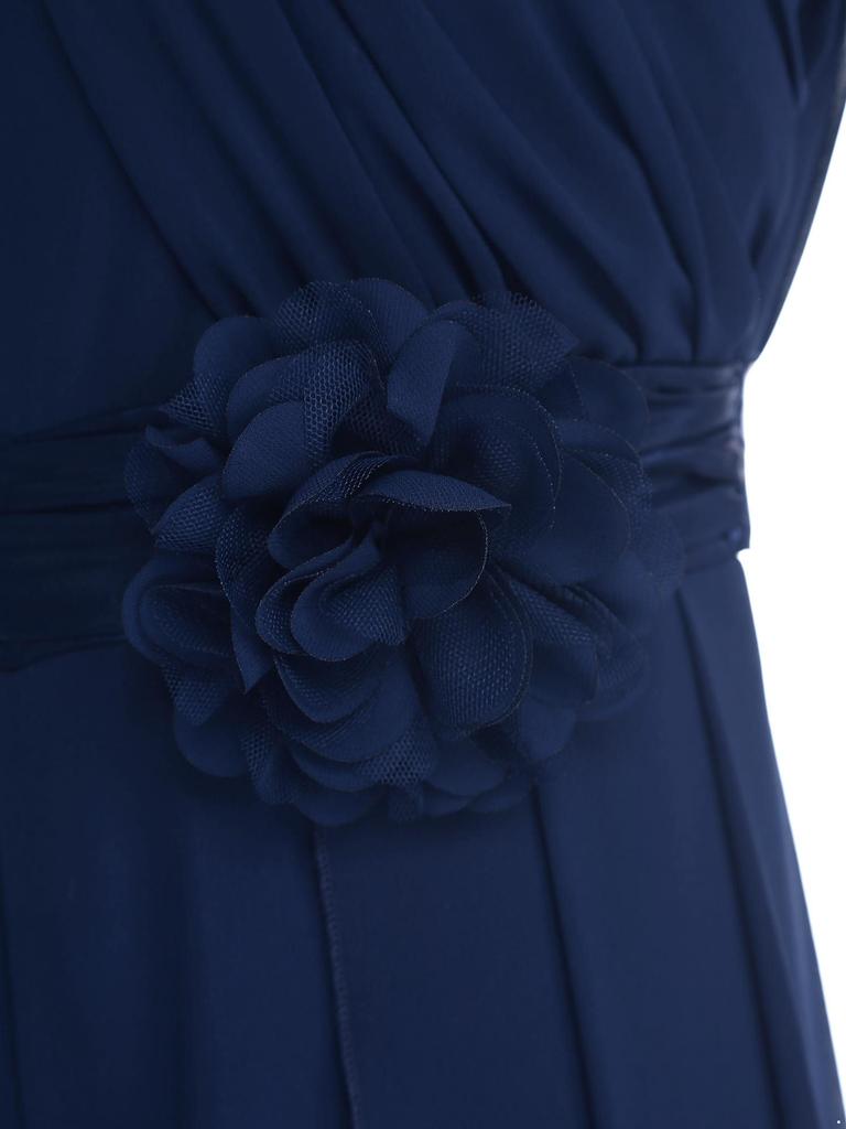 Наряд для девочек на вечеринку и праздник: Шифоновый комбинезон с рюшами и съемным цветочным акцентом, с поясом на высокой талии, для мероприятий