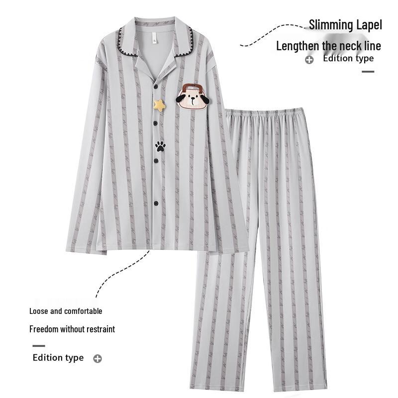 Langsha Men's 100% Cotton Long-Sleeve Pajama Set