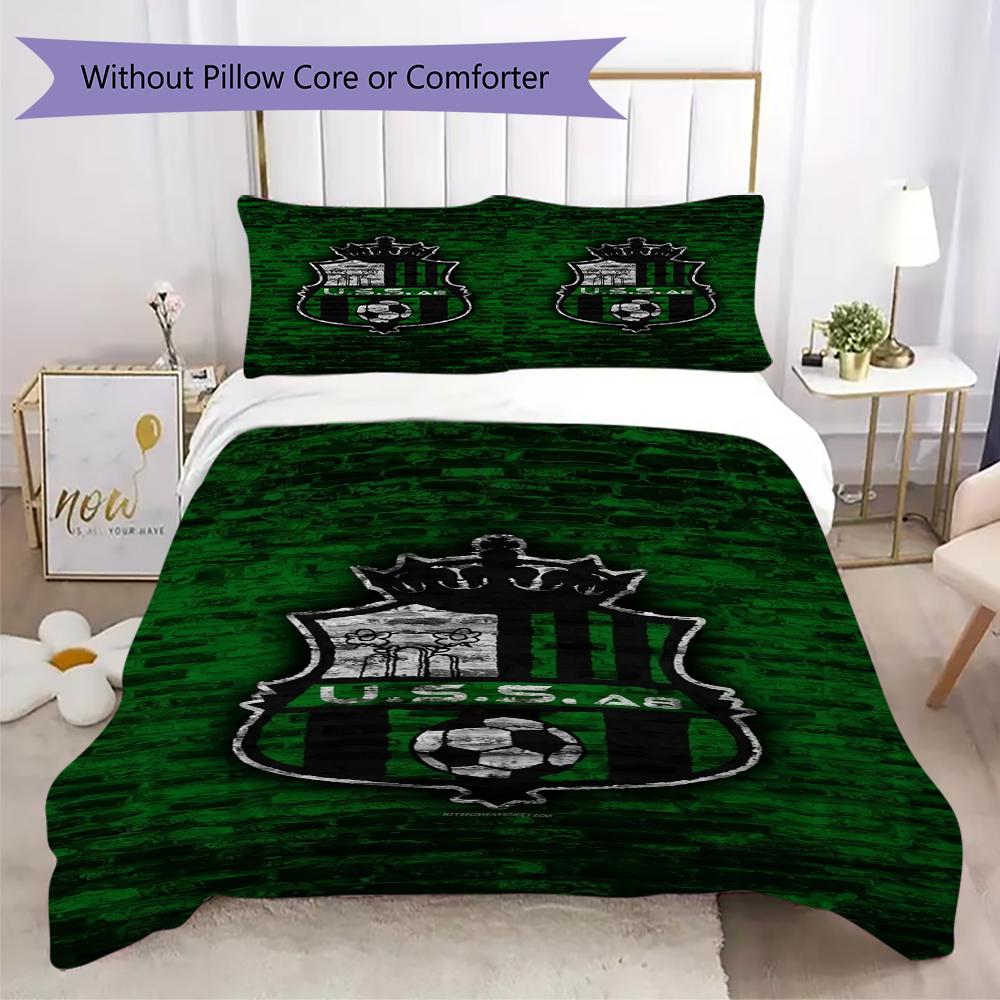 U.S. Sassuolo Calcio Pattern Bedding uilt Set uilt Cover Pillowcase Home Decoration Birthday Gift (1 * duvet cover + 2 * pillowcase without core)