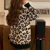 Свитер с леопардовым принтом, женский свободный толстый вязаный повседневный пуловер