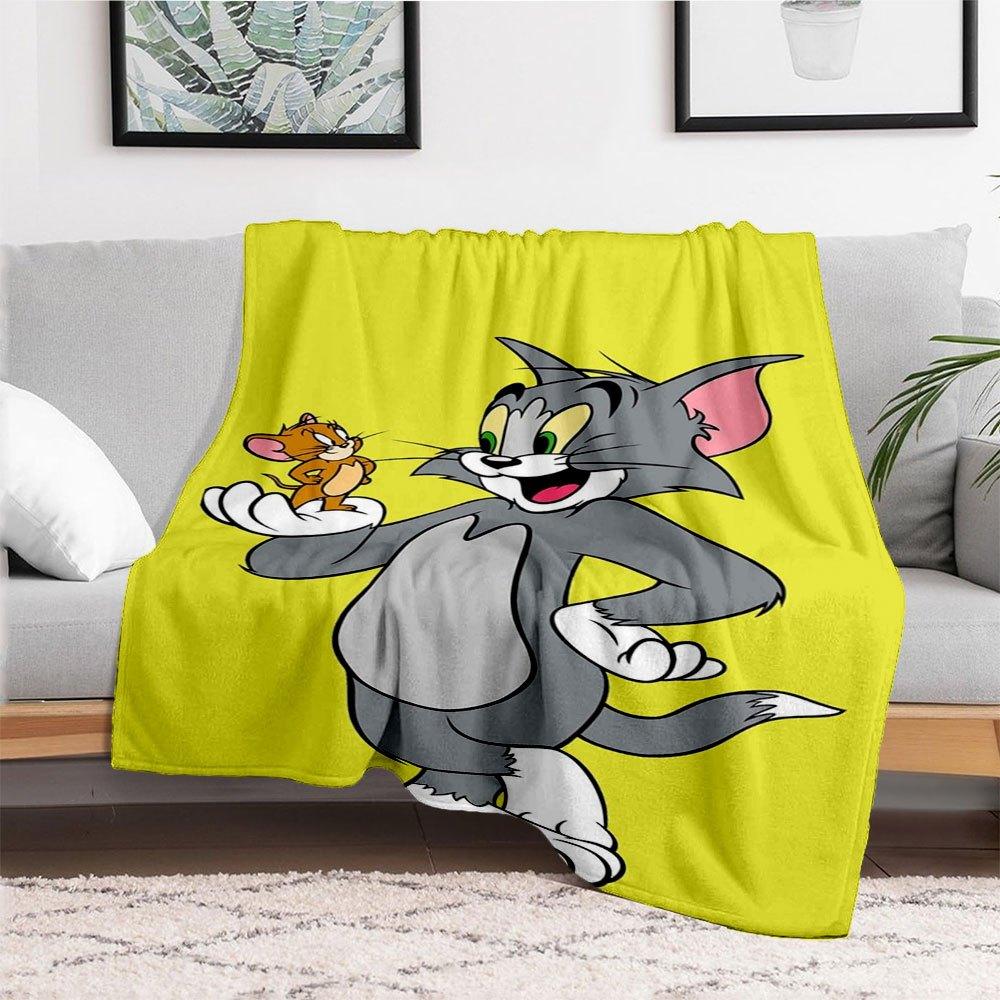 Tom and Jerry Cartoon Poster PrintBlanket Flannel Throw Blanket for Sofa, Bed, Travel, Camping, Office