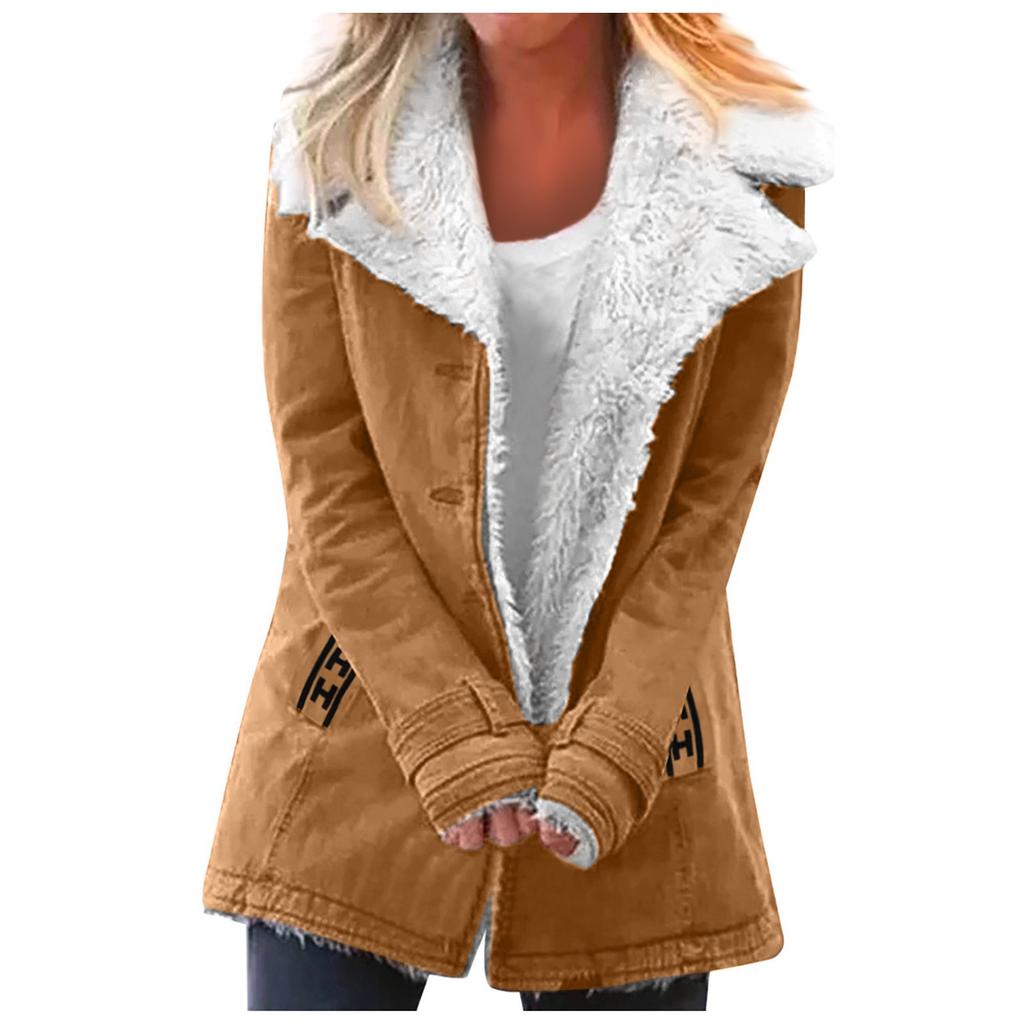 Women's Casual Fashion Loose Solid Color Hat Plus Fleece Collar Pocket Jacket