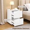 Modern Set of 2 Nightstands, Narrow Side Tables with 2 Drawers and High-Gloss Fronts, White
