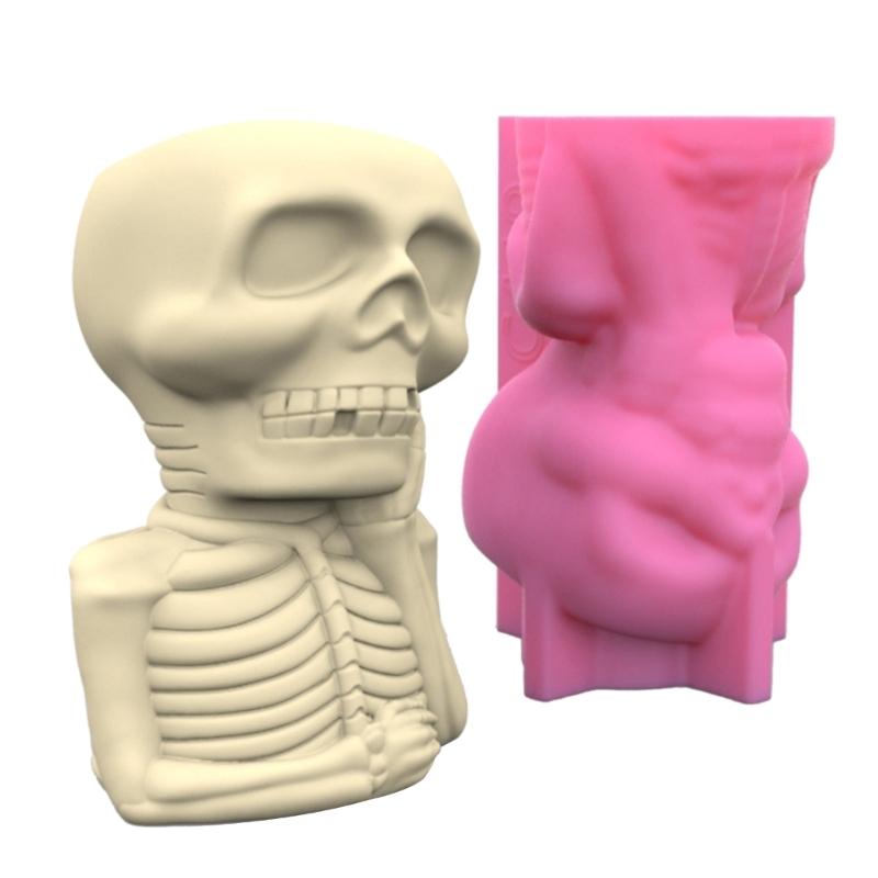 Череп человек гипсовая силиконовая форма суккуленты бетонная ваза для цветов гипсовая цементная форма глиняная форма форма для подсвечника