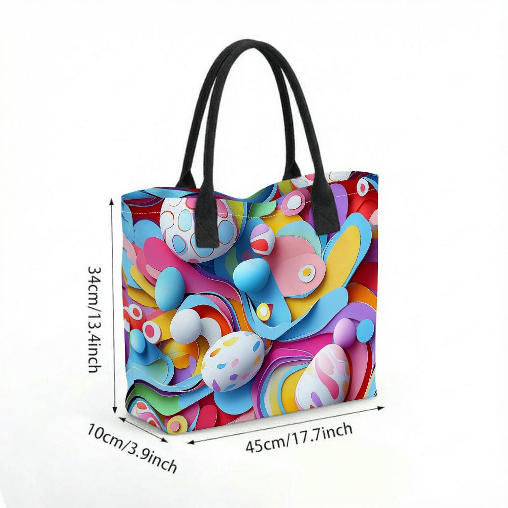 Colorful Abstract Pattern Tote Bag Stylish Large Capacity Casual Daily Handbag for Women Shopping Travel Use