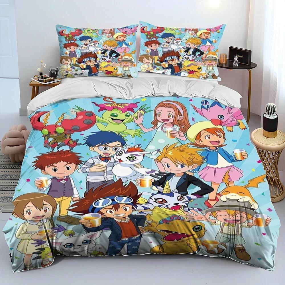 Набор постельного белья Digimon Adventure Мультяшные Монстры 3D Печать Подходит для Спальни Комплект с Пододеяльником и Наволочками Детский Домашний Текстиль