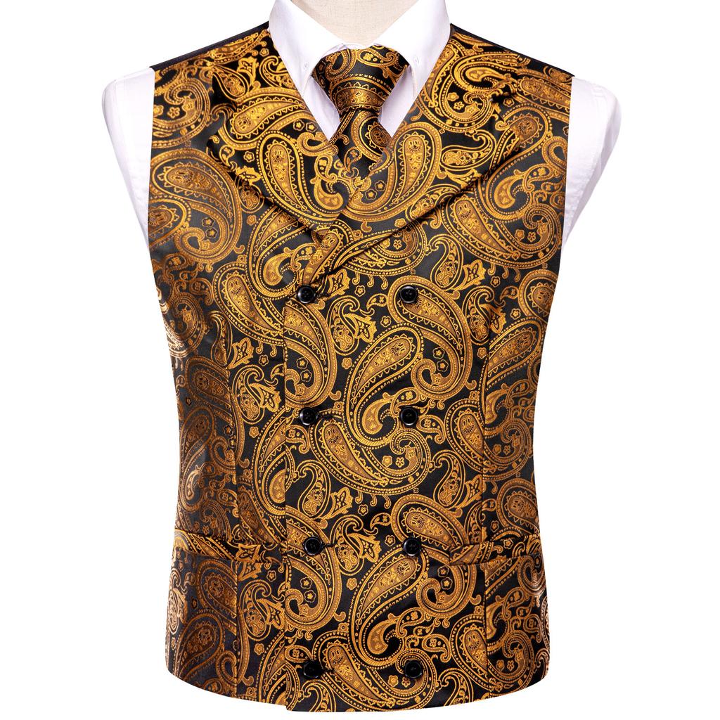 Formal Casual Vest Tie Set Mens Silk Waistcoat Tuxedo Gilet Hankie Cufflinks