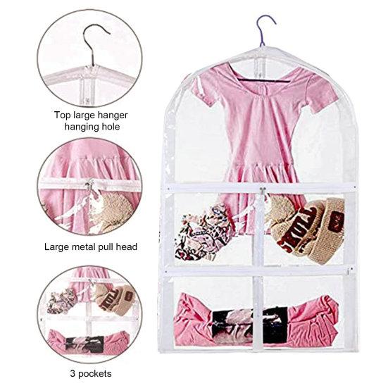 Прозрачная дорожная сумка для одежды с карманами на молнии, детская танцевальная одежда, чехол для одежды, органайзер для танцевальных костюмов из ПВХ