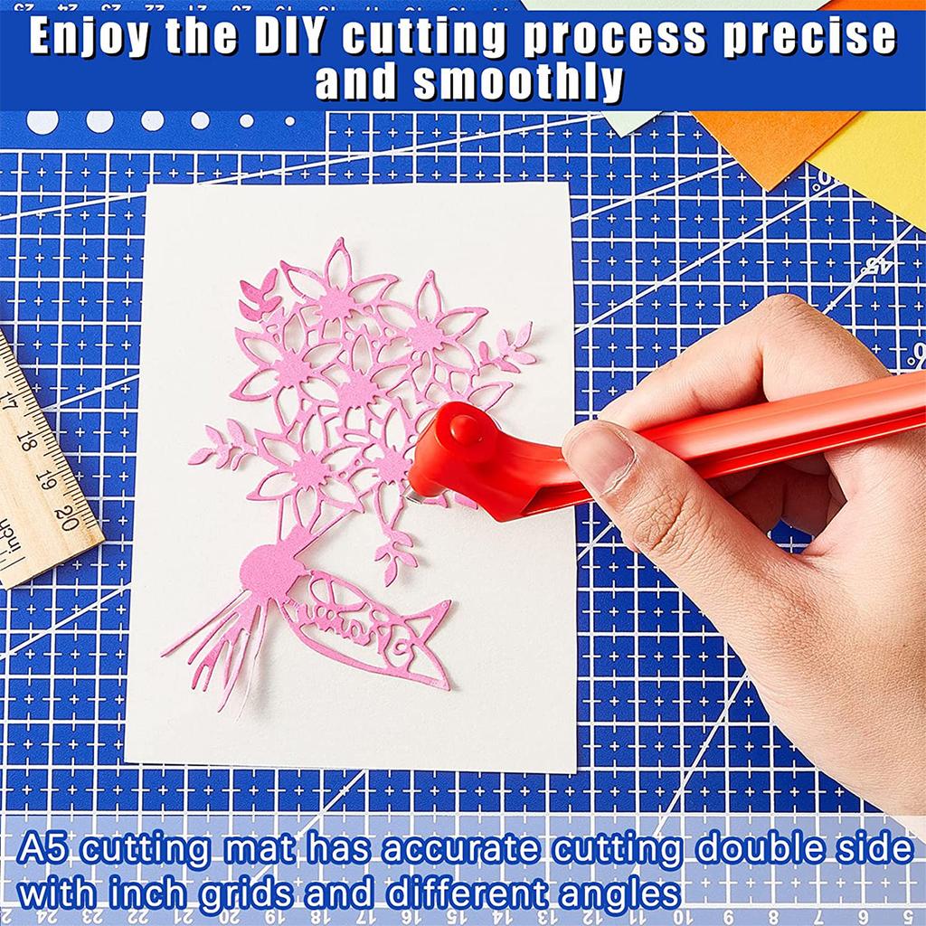 1/5/10/20 наборов инструментов для резки художественных изделий своими руками, вращающееся на 360 градусов лезвие из углеродистой стали, резак для бумаги, 3 сменных лезвия, коврик для резки