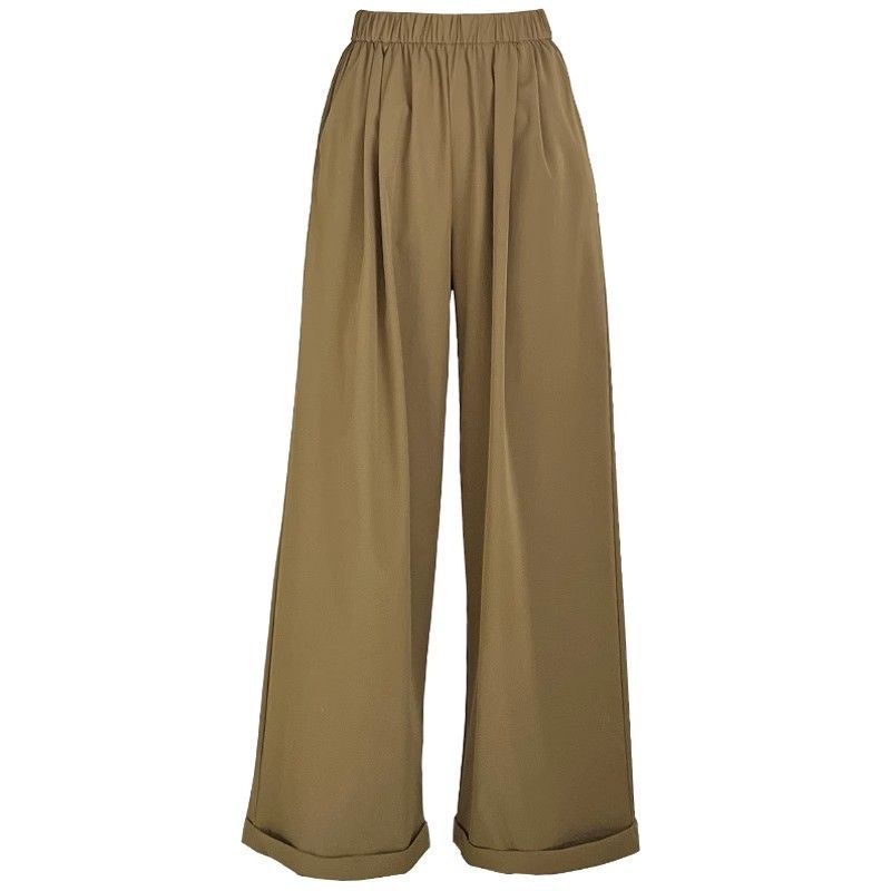 Quick-drying Wide-leg Pants for Women In Spring and Summer New Straight-leg Pants Large Size Loose Casual Sports High Waist Nine-point Pants Thin