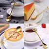 6pcs/Set Long Handle 7.4-Inch Leaf Teaspoons Gold Stainless Steel Coffee Stirring Spoon Kitchen Tools