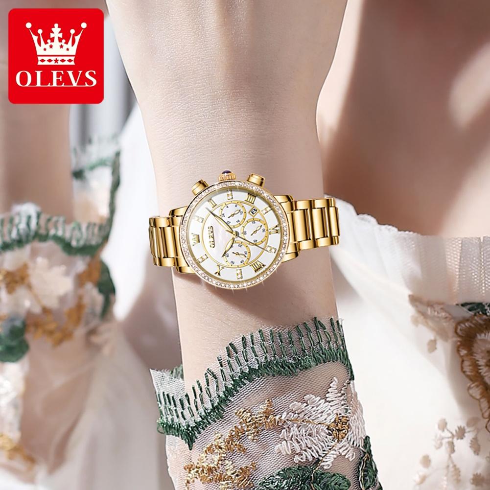 Серебряные кварцевые наручные часы из нержавеющей стали для женщин, роскошные многофункциональные водонепроницаемые светящиеся женские часы