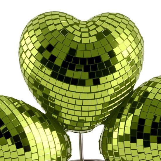 Верхушка для елки в виде диско-шара, украшение в виде трехлистного клевера с дизайном сердца и зеркальными плитками, ретро-блеск, весенний декор для столешницы