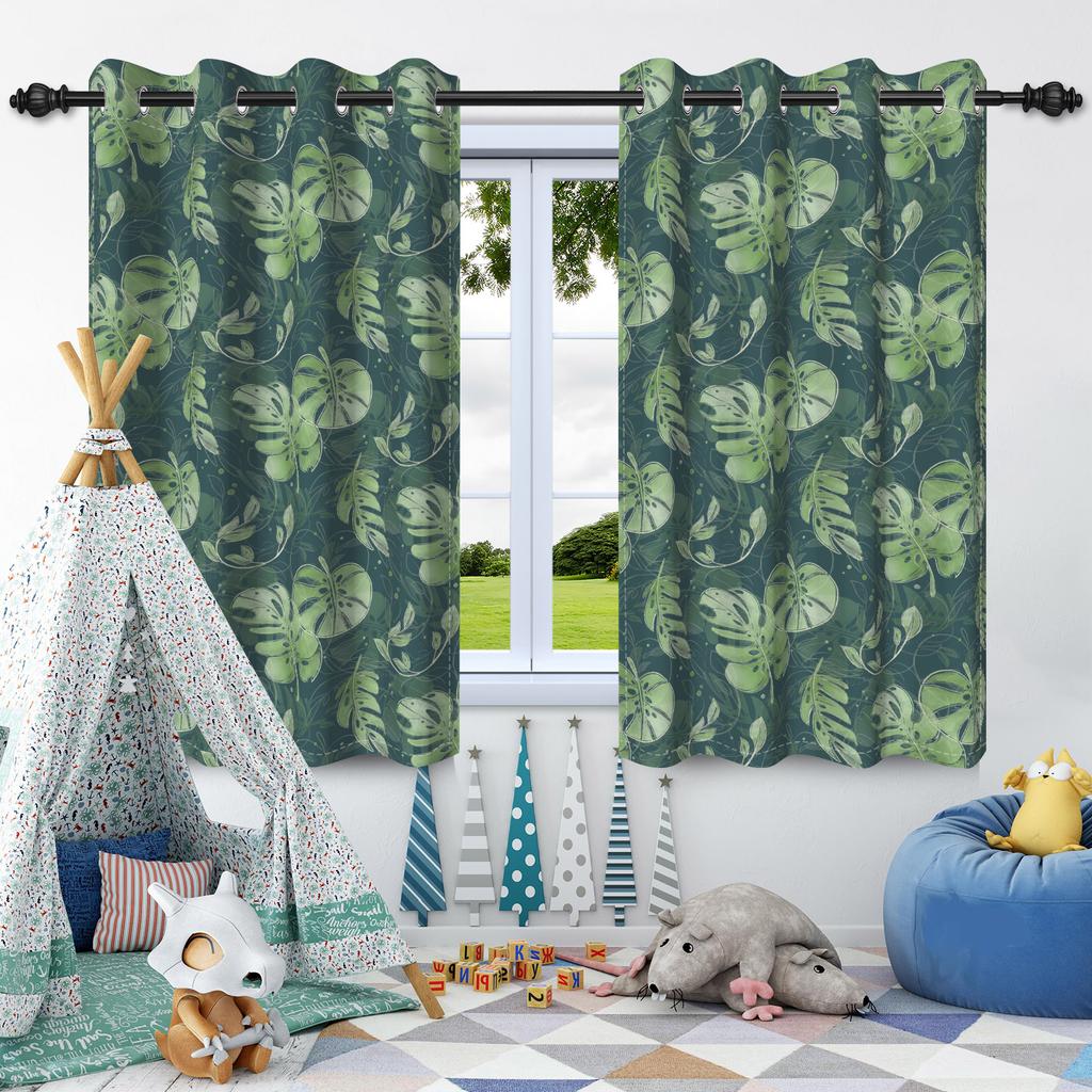 Зеленые Растения Листья Оконная Занавеска Спальня Гостиная Блэкаут Занавеска Современное Украшение Дома Теплоизоляция Шумоподавление