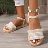 Модные летние сандалии женские для ношения на улице, на плоской подошве, плетеные, пляжные сандалии, женские сандалии с кисточками и шнурками, нескользящая обувь