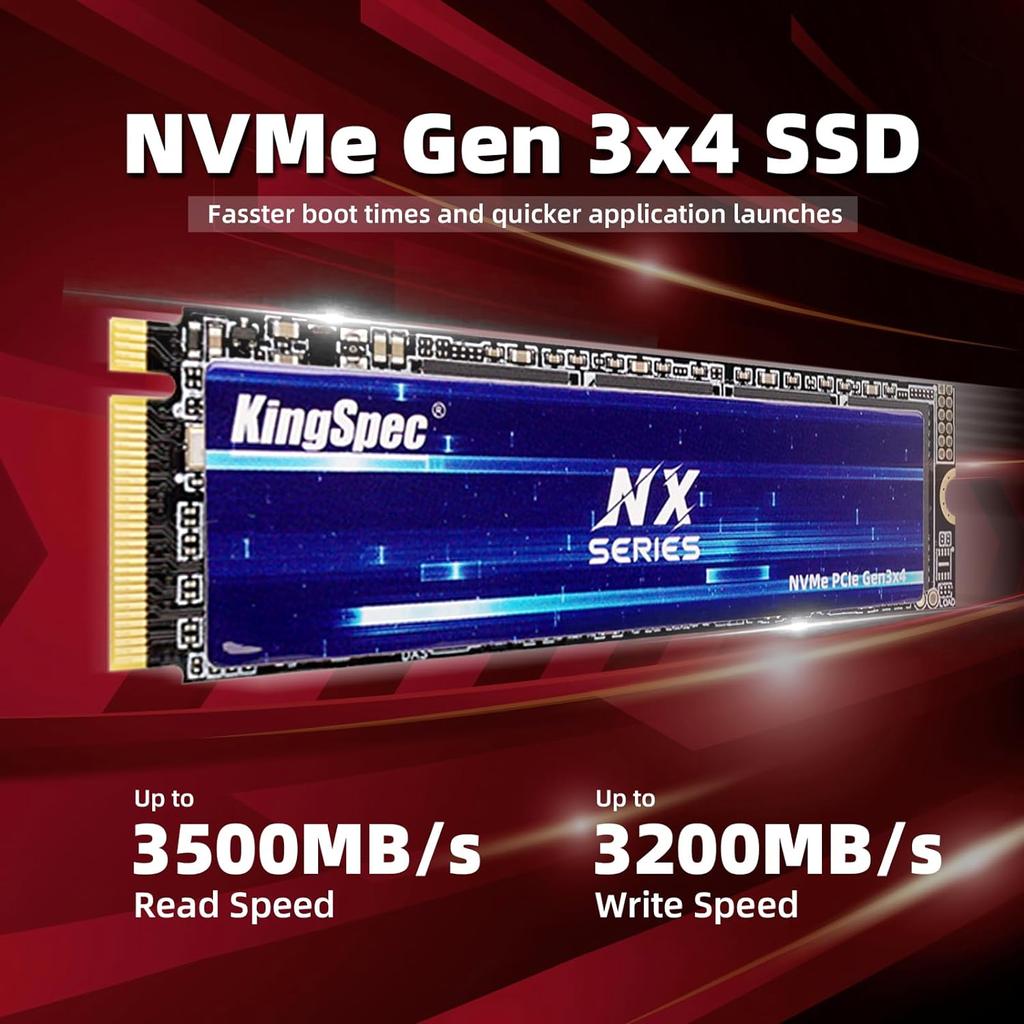 SSD KingSpec M.2 NVMe 2280 PCIe3.0x4 Твердотельный накопитель Скорость чтения до 3500 МБ/с Серия NX 2280