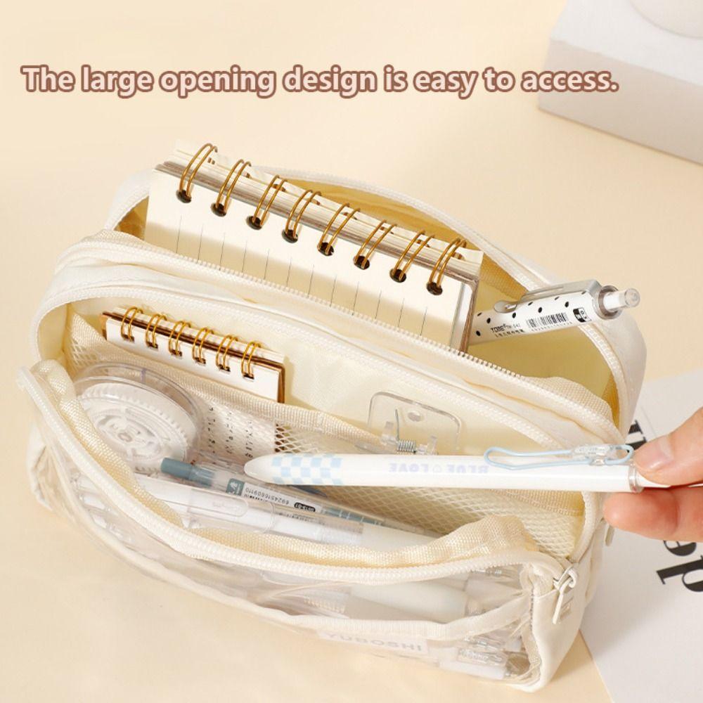 INS Transparent Waterproof Pencil Case Five-Layer Large Capacity Pen Bag Multifunction Stationery Storage Bag