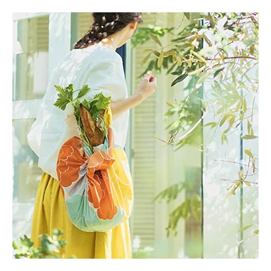 Musubi Furoshiki 100 Himemusubi Aqua Drop Adeline Klam Peony Orange 100cm Polyester Water-Repellent