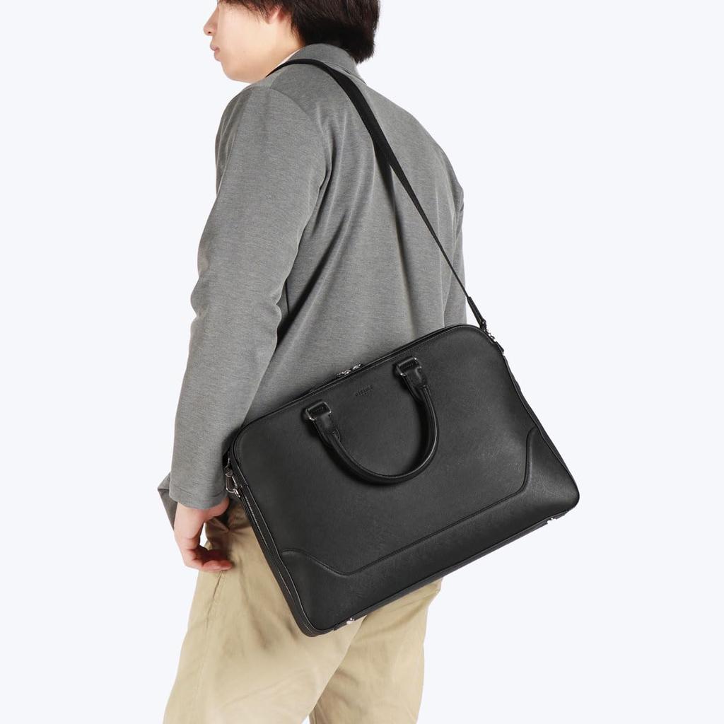 Business B4 Size Inch Storage 2 Air Shoulder Belt Black [Ultima Tokyo] Bag, Men's, Cowhide, Compatible, 14.0 "Delfino", Three-way Opening, Chambers,