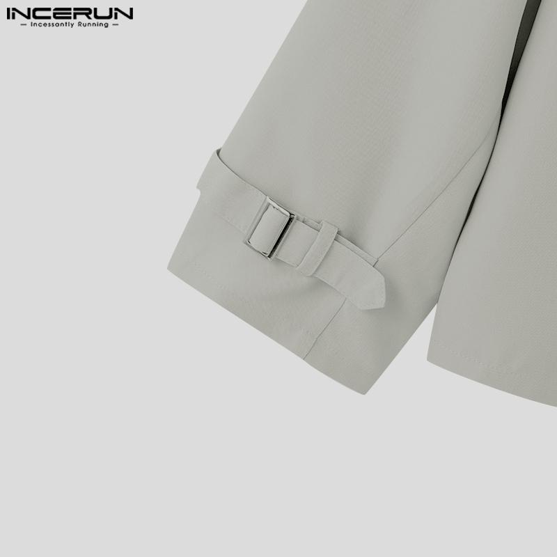 INCERUN Мужские куртки с зазубренными лацканами и длинным рукавом, повседневные свободные пальто-карго