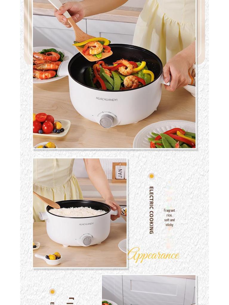 110V US Standard Multi-Function Electric Hot Pot and Frying Pan - Large Capacity, Non-Stick, Ideal for Dormitory and Household Use