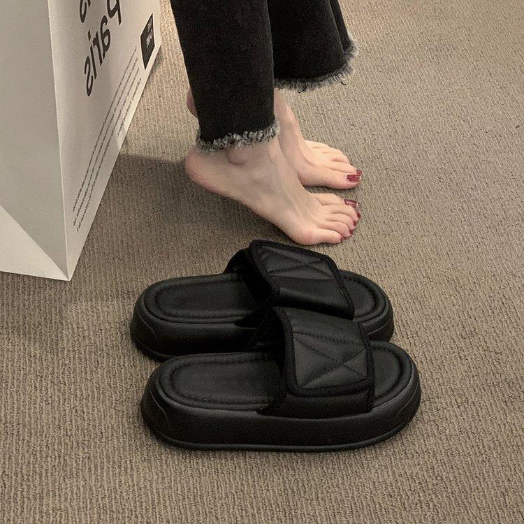 Платформа muffin cool тапочки женская летняя одежда 2025 новые повседневные пляжные сандалии мода липучка одно слово перетаскивание