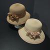 Spring and summer straw woven lace flower straw hat women's fashion breathable sunshade sunscreen hat seaside beach sun hat