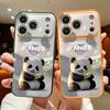Магнитный Чехол Для Magsafe Для iPhone 17 Pro Max Милый Рисунок Панды Кожаное Покрытие Для iPhone 16 15 14 13 Pro Max
