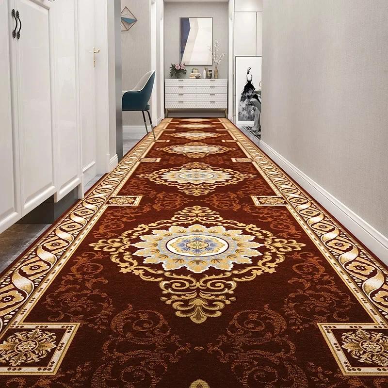 Длинные ковры для прихожей на заказ, европейская лестница, ковер для коридора, свадебный ковер для отеля, коврики, дорожки, цветочный нескользящий пол
