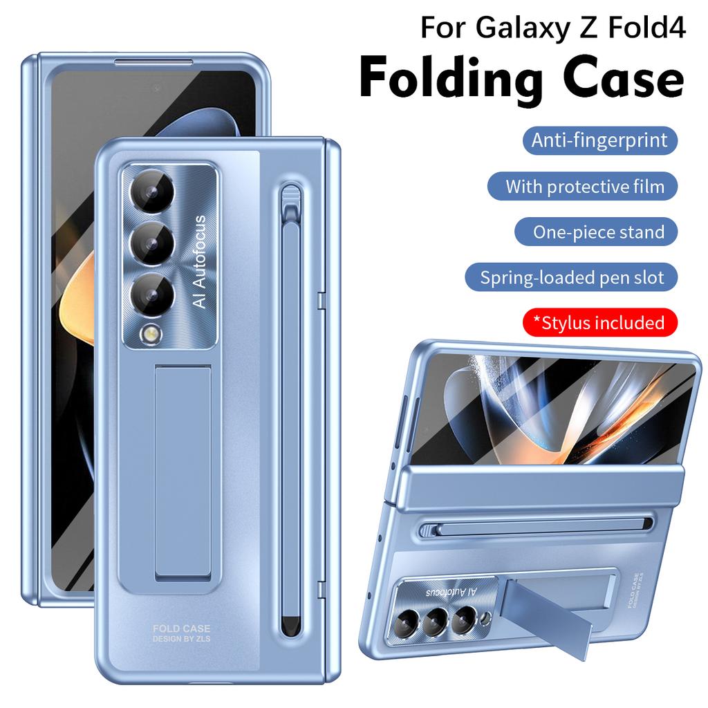S-Pen Slot Folding Phone Case, Shockproof Built-in Bracket Fashion Design Cover for Samsung Galaxy Z Fold 4 5 6 7